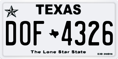 TX license plate DOF4326