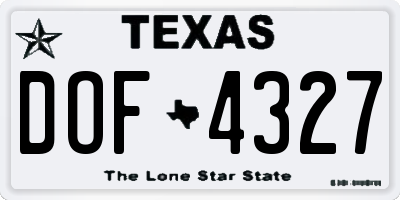 TX license plate DOF4327