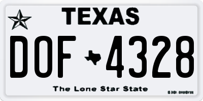 TX license plate DOF4328