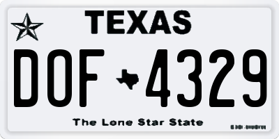 TX license plate DOF4329