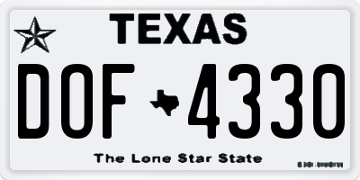TX license plate DOF4330