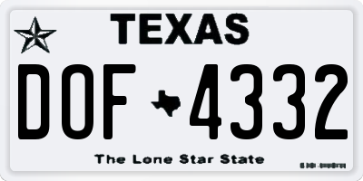 TX license plate DOF4332