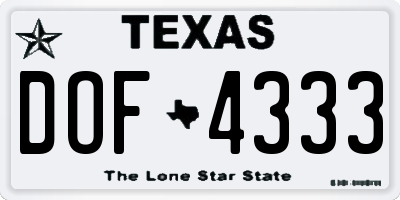 TX license plate DOF4333
