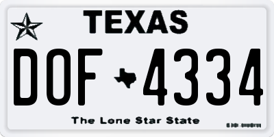 TX license plate DOF4334