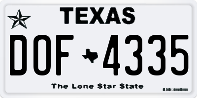 TX license plate DOF4335