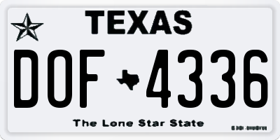 TX license plate DOF4336