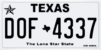 TX license plate DOF4337