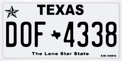 TX license plate DOF4338
