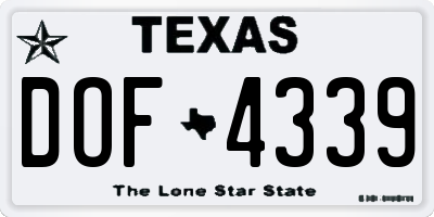 TX license plate DOF4339