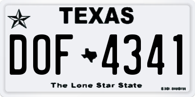 TX license plate DOF4341