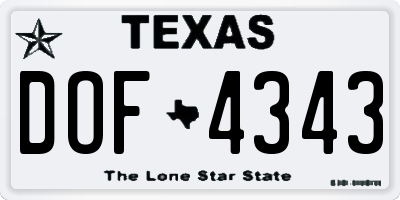 TX license plate DOF4343