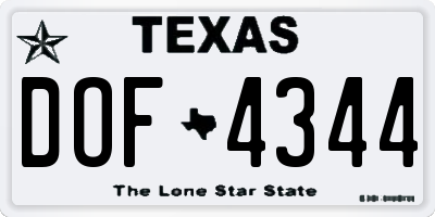 TX license plate DOF4344