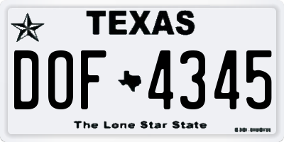 TX license plate DOF4345