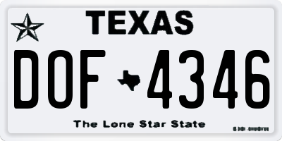 TX license plate DOF4346