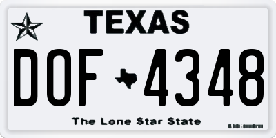 TX license plate DOF4348