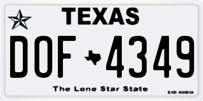 TX license plate DOF4349