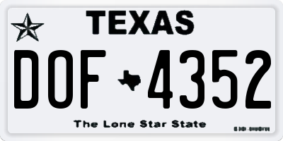 TX license plate DOF4352