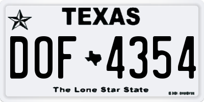 TX license plate DOF4354
