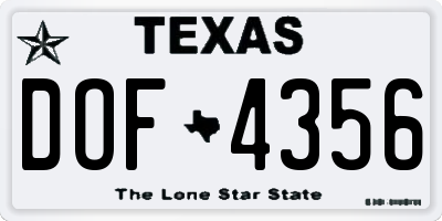 TX license plate DOF4356