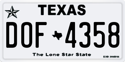 TX license plate DOF4358
