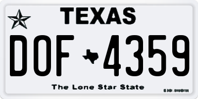 TX license plate DOF4359