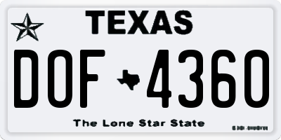 TX license plate DOF4360