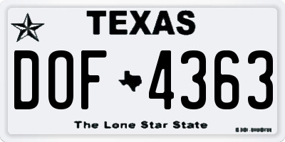 TX license plate DOF4363