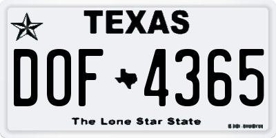 TX license plate DOF4365