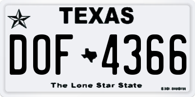 TX license plate DOF4366