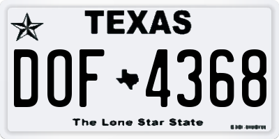 TX license plate DOF4368
