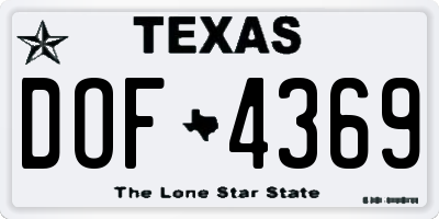 TX license plate DOF4369