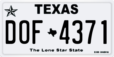 TX license plate DOF4371