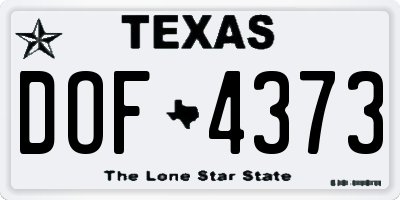 TX license plate DOF4373