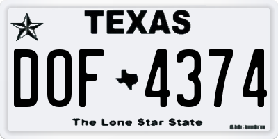 TX license plate DOF4374