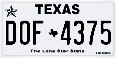 TX license plate DOF4375