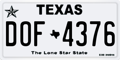 TX license plate DOF4376