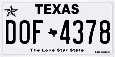 TX license plate DOF4378