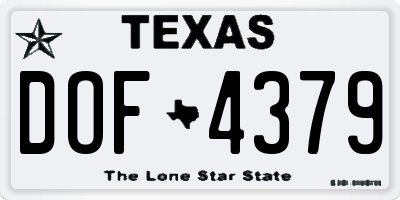 TX license plate DOF4379