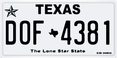 TX license plate DOF4381