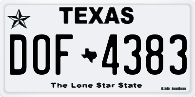 TX license plate DOF4383