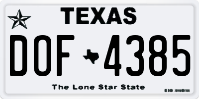 TX license plate DOF4385
