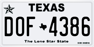 TX license plate DOF4386
