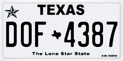 TX license plate DOF4387