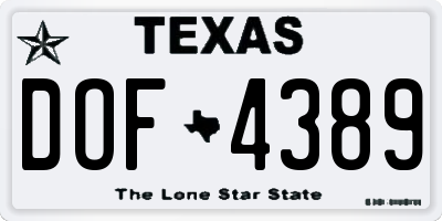 TX license plate DOF4389