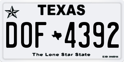 TX license plate DOF4392