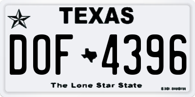TX license plate DOF4396