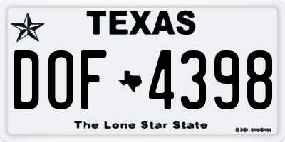 TX license plate DOF4398