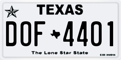 TX license plate DOF4401
