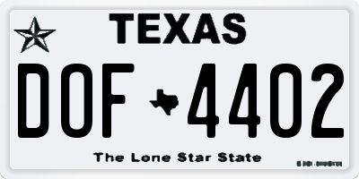 TX license plate DOF4402