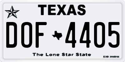 TX license plate DOF4405